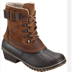 SOREL Winter Fancy Lace II Mid-Calf Boot, Elk/Grizzly Bear, Size 7.5, LIKE NEW